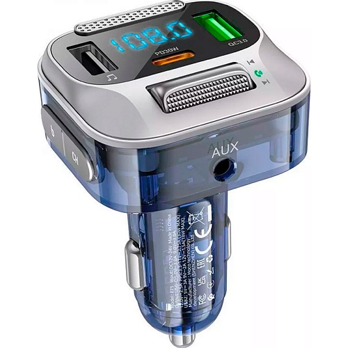 FM-трансмиттер Hoco FM Launcher E75 Bravery PD30W+QC3.0 Dark Blue