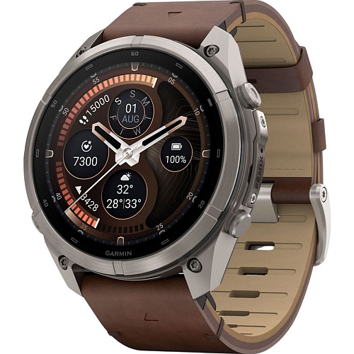 Смарт-годинник Garmin Fenix 9 Pro inReach 51mm Titanium with Walnut Leather Band (010-04337-40/41) - придбати в Дніпрі, Україні: ціна, характеристики | інтернет-магазин TOUCH