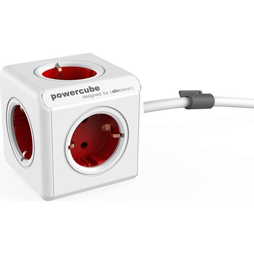 Сетевой фильтр Allocacoc PowerCube Extended 5 socket 3 m White/Red (1307/DEEXPC)