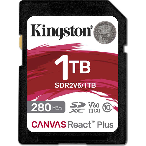 Карта памяти Kingston SDXC Canvas React Plus 1TB Class 10 UHS-II U3 V60 (SDR2V6/1TB)