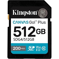 Карта памяти Kingston SDXC Canvas Go! Plus 512GB Class 10 UHS-I U3 V30 (SDG4/512GB)