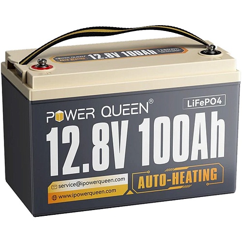 Аккумулятор Power Queen LiFePO4 12V (12.8V/100Ah/1280Wh) (P12V100-100-HEAT-HE-4-A10)