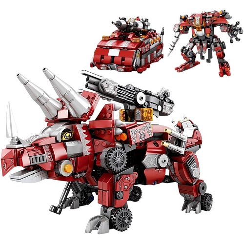Конструктор Reobrix Mecha Dino Трансформер 3в1 динозавр Трицератопс (33003)
