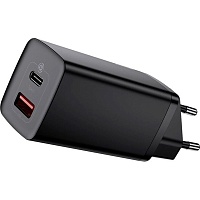 Сетевое зарядное устройство Baseus GaN2 Lite Quick Charger C+U 65W Black (CCGAN2L-B01)