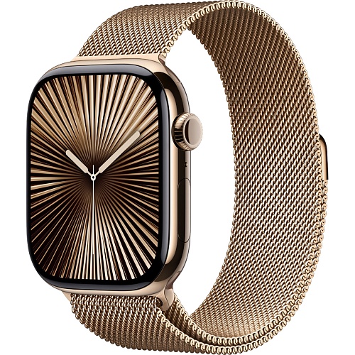 Смарт-часы Apple Watch Series 10 GPS + Cellular 46mm Gold Titanium Case with Gold Milanese Loop S/M (MC7T4)