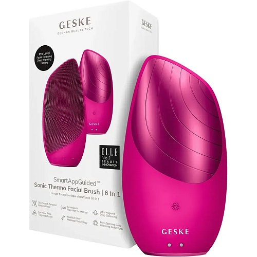 Чистящая щетка для лица GESKE Sonic Thermo Facial Brush 6в1 Magenta (HB0076)