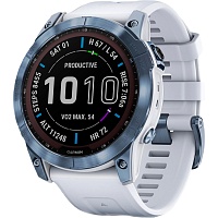 Смарт-часы Garmin Fenix 7 Sapphire Solar Edition Mineral Blue DLC Titanium with Whitestone Band (010-02540-24/25)