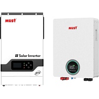Система хранения энергии Must PH18-5248 PRO 48V 5.2kW + 1 АКБ LP16-48100 5.1kWh (51.2V/100Ah/5120Wh)