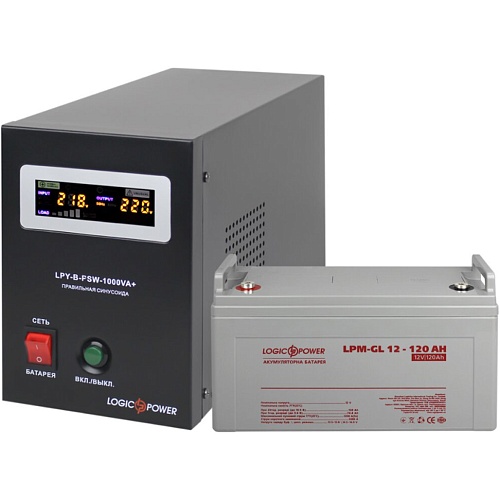 Источник бесперебойного питания (ИБП) LogicPower LPY-B-PSW-1000VA + LPM-GL батарея 12V - 120Ah (18891)