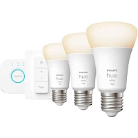 Стартовый комплект Philips Hue E27 White 1100лм 3 шт + Hue Bridge + Dimmer Switch (929002469204)