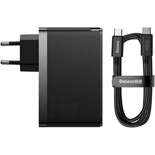 Сетевое зарядное устройство Baseus GaN5 Pro Fast Charger 140W + Cable USB-C to USB-C Black (CCGP100201)