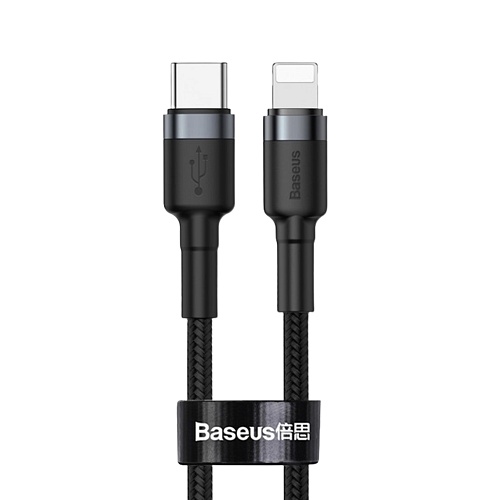 Кабель Baseus Cafule USB-C to Lightning PD 18W 1m (CATLKLF-G1) Black