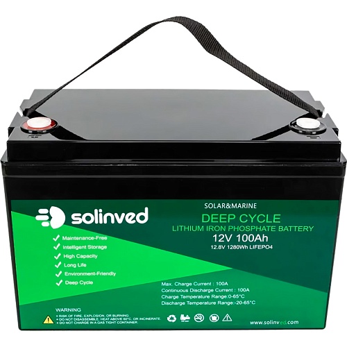Аккумулятор Solinved LiFePO4 12V (12.8V/100Ah/1280Wh) (SLV-12100FP)