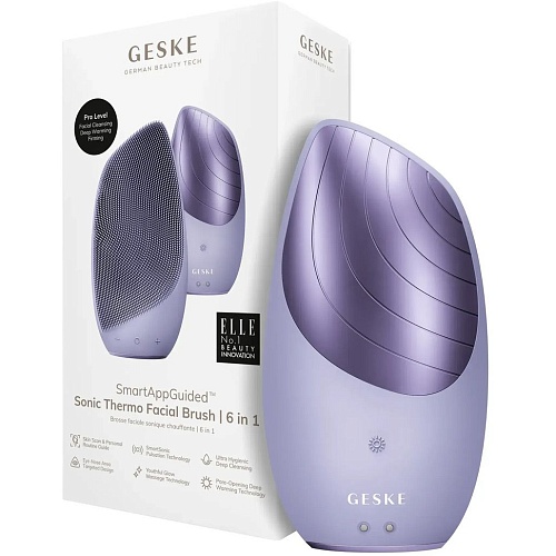 Чистящая щетка для лица GESKE Sonic Thermo Facial Brush 6в1 Purple (HB0079)