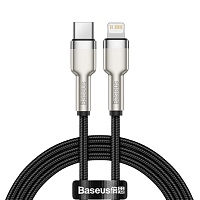 Кабель Baseus Cafule Metal USB-C to Lightning PD 20W 1m (CATLJK-A01) Black - придбати в Дніпрі, Україні: ціна, характеристики | інтернет-магазин TOUCH