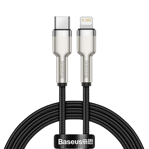 Кабель Baseus Cafule Metal USB-C to Lightning PD 20W 1m (CATLJK-A01) Black - придбати в Дніпрі, Україні: ціна, характеристики | інтернет-магазин TOUCH
