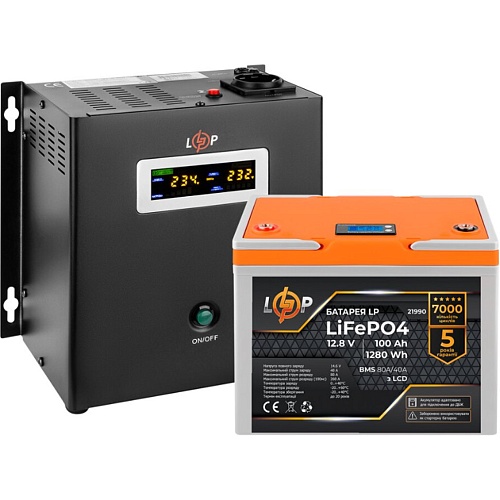 Источник бесперебойного питания (ИБП) LogicPower W500 + LiFePO4 батарея 12.8V - 100Ah BMS 80A/40A LCD (22610)