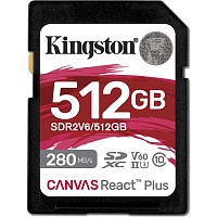 Карта памяти Kingston SDXC Canvas React Plus 512GB Class 10 UHS-II U3 V60 (SDR2V6/512GB)