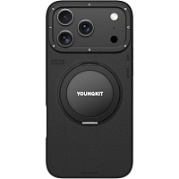 Чехол YoungKit Leather Case with Magnetic Ring для iPhone 17 Pro Max + Magnetic Stand 360° Black