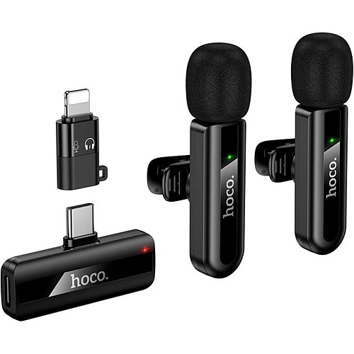 Микрофонная радиосистема Hoco L20A Lightning/USB-C Black (6942007655507)