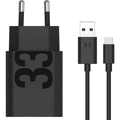 Сетевое зарядное устройство Motorola TurboPower 33W + Сable USB-A to USB-C Black (PG38C06448)