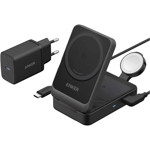 Бездротовий зарядний пристрій Anker MagGo 3-in-1 Qi2 Black (A2918) - придбати в Дніпрі, Україні: ціна, характеристики | інтернет-магазин TOUCH