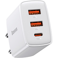 Мережевий зарядний пристрій Baseus Compact Quick Charger 2U+C 30W White (CCXJ-E02) - придбати в Дніпрі, Україні: ціна, характеристики | інтернет-магазин TOUCH