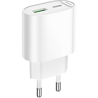 Мережевий зарядний пристрій Hoco C109A Fighter 20W USB-A + USB-C White - придбати в Дніпрі, Україні: ціна, характеристики | інтернет-магазин TOUCH