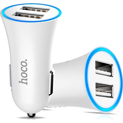 Автомобільний зарядний пристрій Hoco UC204 Car Charger 2USB 2.4A (White) - придбати в Дніпрі, Україні: ціна, характеристики | інтернет-магазин TOUCH