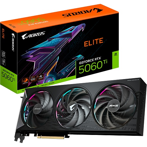 Видеокарта AORUS GeForce RTX 5060 Ti ELITE 16G (GV-N506TAORUS E-16GD) UA