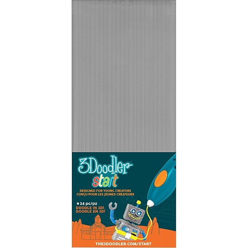Набор стержней для 3D ручки 3Doodler Start 24 шт Серый (3DS-ECO08-GREY-24)