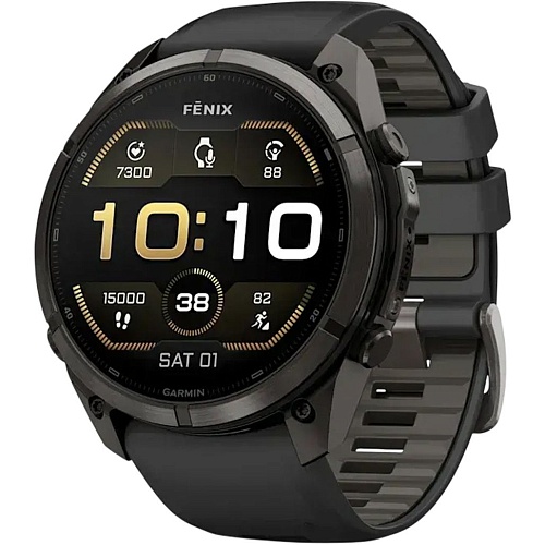 Смарт-часы Garmin Fenix 9 Pro 51mm Carbon Gray DLC Titanium with Black/Pebble Gray Silicone Band (010-04337-15/16)