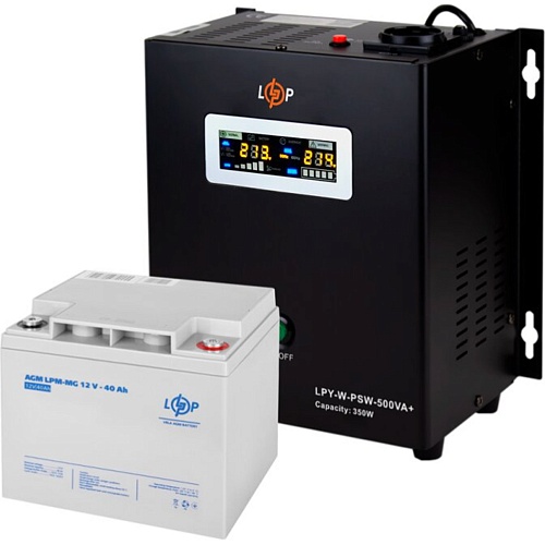 Источник бесперебойного питания (ИБП) LogicPower LPY-W-PSW-500VA + LPM-MG батарея 12V - 40Ah (14011)