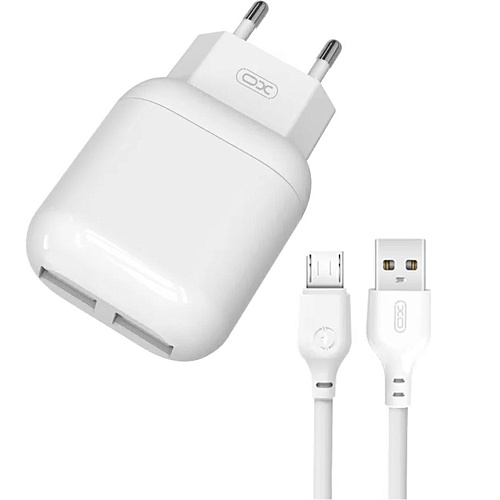 Сетевое зарядное устройство XO L78 Double USB 12w + Cable USB-A to MicroUSB White