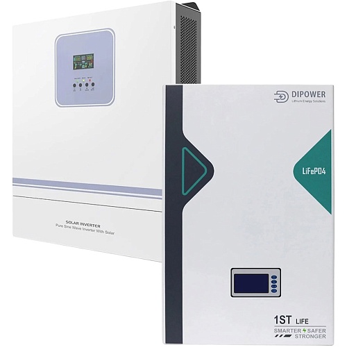 Гибридный солнечный инвертор Techfine GA-11048JMH + АКБ Dipower LiFePO4 5120Wh