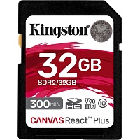 Карта памяти Kingston SDHC Canvas React Plus 32GB Class 10 UHS-II U3 V90 (SDR2/32GB)