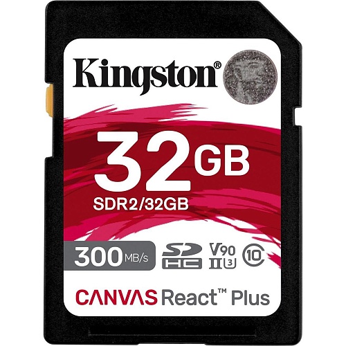 Карта памяти Kingston SDHC Canvas React Plus 32GB Class 10 UHS-II U3 V90 (SDR2/32GB)