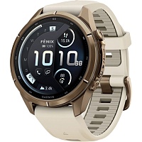Смарт-часы Garmin Fenix 9 Pro inReach 43mm Autumn Gold Titanium with Cream/French Gray Silicone Band (010-04335-20/21)