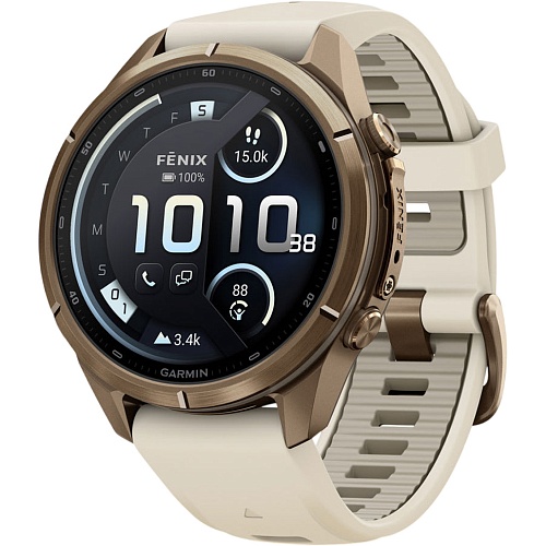 Смарт-часы Garmin Fenix 9 Pro inReach 43mm Autumn Gold Titanium with Cream/French Gray Silicone Band (010-04335-20/21)