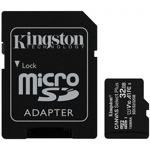 Карта пам'яті Kingston 32GB microSDXC Canvas Select Plus A1 C10 + SD адаптер (SDCS2/32GB) - придбати в Дніпрі, Україні: ціна, характеристики | інтернет-магазин TOUCH