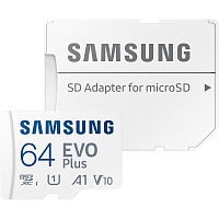 Карта памяти Samsung microSDXC EVO Plus 64GB UHS-I U1 V10 A1 + SD Adapter (MB-MC64KA)