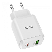 Мережевий зарядний пристрій Hoco N5 Favor Dual Port PD20W+QC3.0 (White) - придбати в Дніпрі, Україні: ціна, характеристики | інтернет-магазин TOUCH