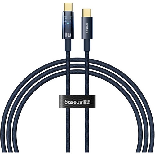 Кабель Baseus Explorer with Auto Shutdown USB-C to USB-C 100w 1m Deepsea Blue (P10319704321-00)
