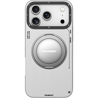 Чехол YoungKit Leather Case with Magnetic Ring для iPhone 17 Pro Max + Magnetic Stand 360° White