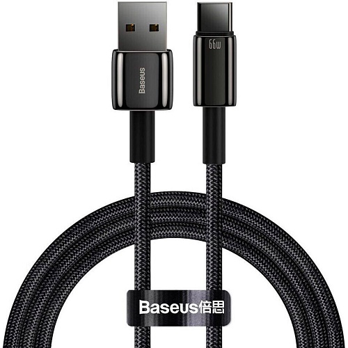 Кабель Baseus Tungsten Gold Fast Charging Data Cable USB to USB-C 66W 1m Black (CATWJ-B01)
