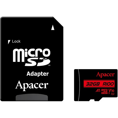 Карта памяти Apacer microSDHC 32GB Class 10 UHS-I/U1 R100 + SD adapter (AP32GMCSH10UB-R)