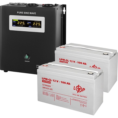 Источник бесперебойного питания (ИБП) LogicPower W1500 + 2 x LPM-GL батарея 12V - 100Ah (19801)