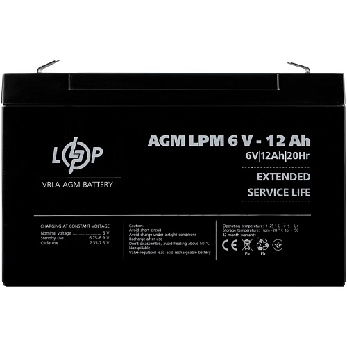 Акумулятор LogicPower AGM 6V (6V/12Ah/72Wh) (4159) - придбати в Дніпрі, Україні: ціна, характеристики | інтернет-магазин TOUCH