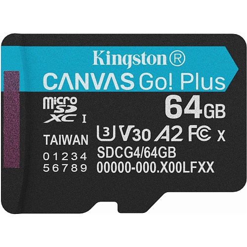 Карта памяти Kingston microSDXC Canvas Go! Plus 64GB Class 10 UHS-1 U3 V30 (SDCG4/64GBSP)