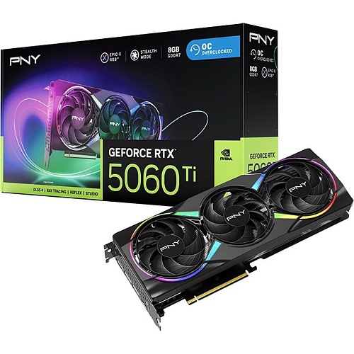 Видеокарта PNY GeForce RTX 5060 Ti 8GB EPIC-X RGB OC Triple Fan (VCG5060T8TFXXPB1-O) EU